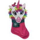 Holiday Time 3D Plush Pink Unicorn Christmas Stocking 20 in Rainbow Mane