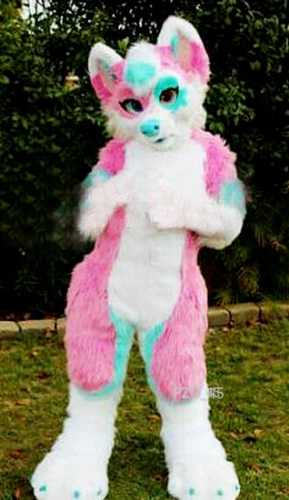Long Fur Husky Dog Fox Mascot Costume Fursuit Halloween Suit Cosplay - Image 2 of 3