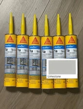 6 Pack Sikaflex 1A Polyurethane Construction sealant Caulk, Limestone, In Date