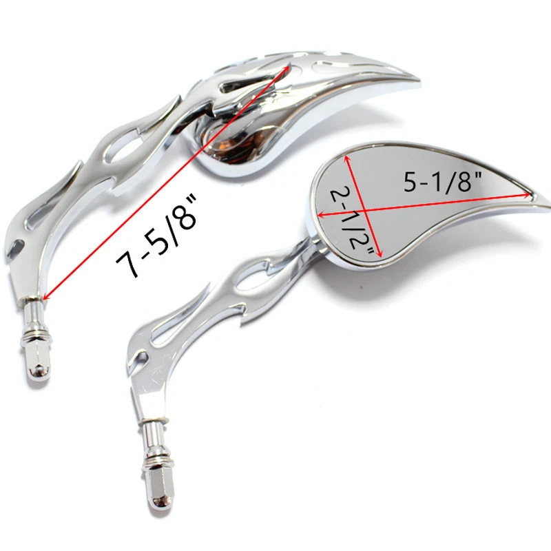 Chrome Teardrop Rear View Mirrors For Harley Big Dog Chopper Bulldog K-9 Mastiff — 第 4/4 张图片