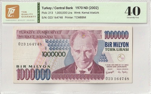 1970 Turkey 1000000 Lira Pick#213  40 Extremely Fine