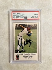 1982 Don Mattingly Autograph Columbus Clippers Police RC PSA 7 w 10 AUTO 🔥POP 3