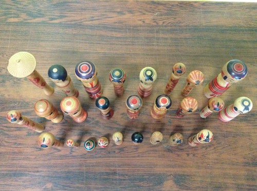 26 Stück Kokeshi Japanische Sosaku Niedliche Kawaii Holzpuppe 3-15 cm Japan A78MI - Bild 2 von 9