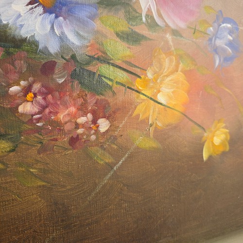 Large Original Oil Painting Flowers Still Life Signed - Y.Saylor 103cm x 73cm - Picture 16 of 24