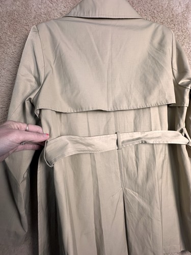 The Limited Y2K Beige Double Breasted Trench Coat Women's Sz L Rain flap Lined - Picture 15 of 20