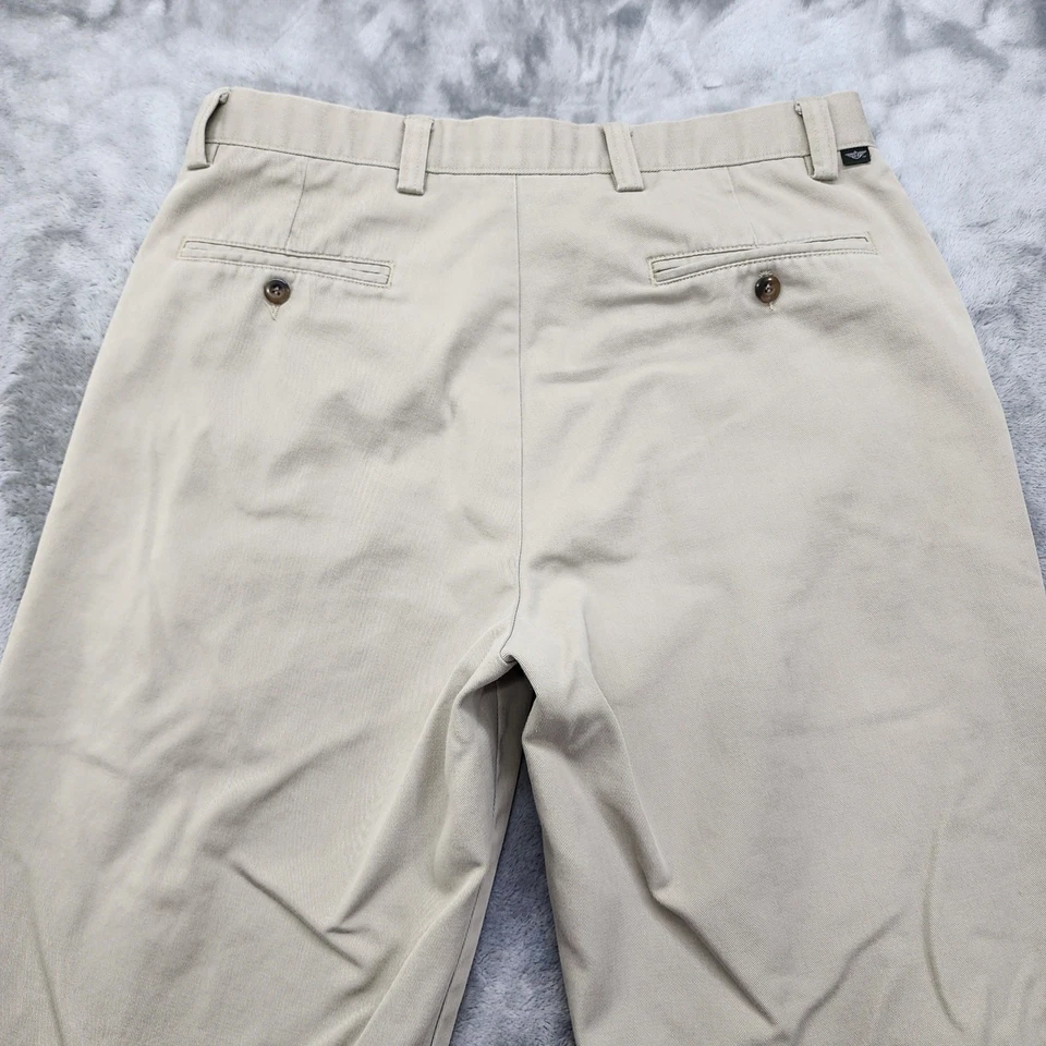 Pantalones Dockers De Colección Para Hombres W34 L34 Tostado Caqui Sarga Frente Plano Chino Pierna Recta Foto 3 de 4
