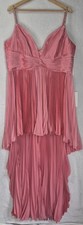 NWT Mac Duggal 77007 20W Coral Pink Pleated High Low Rhinestone Strap Dress Gala