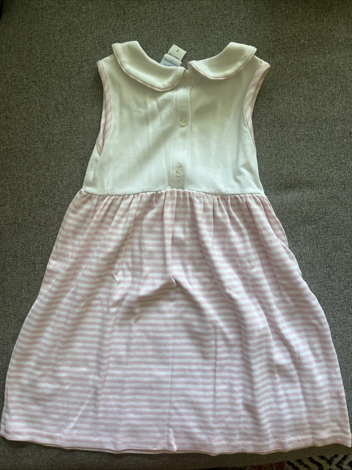 Vestido Bailey Meninos Meninas Tamanho 6 Rosa Branco Listrado Algodão Sem Mangas - Imagem 3 de 3
