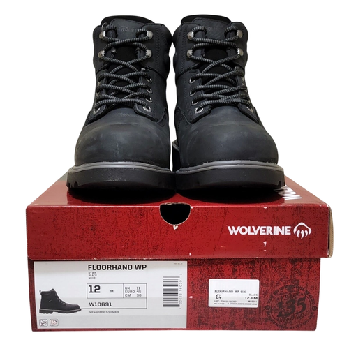 Wolverine Hombres Botas de Trabajo Floorhand Impermeables 6" Talla US 12M Cuero Negro - Imagen 5 de 5