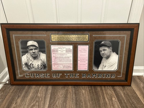 Babe Ruth Curse Of The Bambino Framed Pictured Contract Yankees - Red Sox COA
