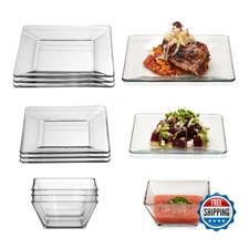 Libbey Tempo 12-Piece Glass Dinnerware Set - Service for 4, Durable, Elegant
