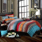 Striped Boho Quilt Cover Set, Queen Size 3Pcs Mandala Bohemian Floral Doona Cove