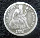 1876-CC Seated Liberty Dime * Circulated * Carson City * 5796