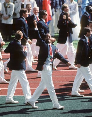 Willie Banks USA participates in the Parade of Athletes during the- Old Photo