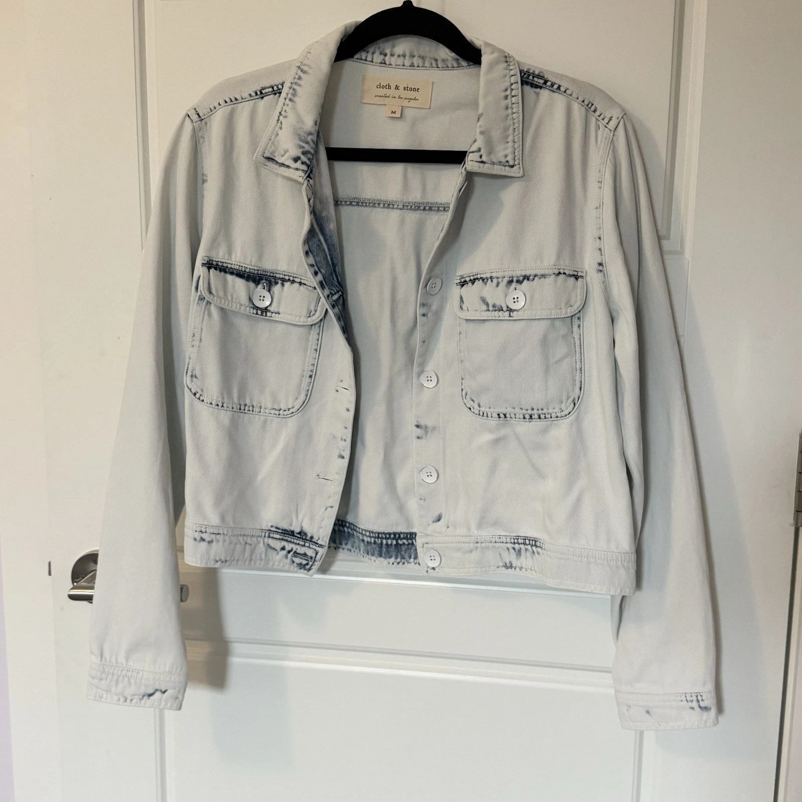 Cloth & Stone Acid Wash Cotton/Lyocell "Denim" Jacket Sz Medium 80s Boho Western