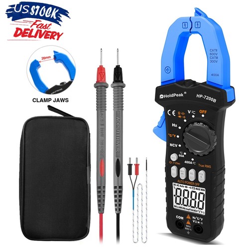 Digital TRMS Clamp Meter AC/DC Current Voltage NCV Multimeter Temp Amp Tester US - Picture 1 of 12