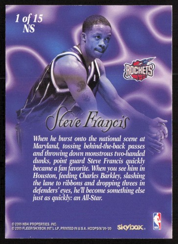 1999-00 Hoops Decade New Style Steve Francis #1NS Houston Rockets - Picture 2 of 2