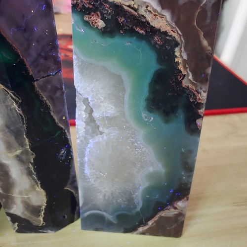 4.94LB 3Pcs Natural blue Volcanic Rock agate obelisk Quartz Crystal Tower Point - Picture 11 of 17