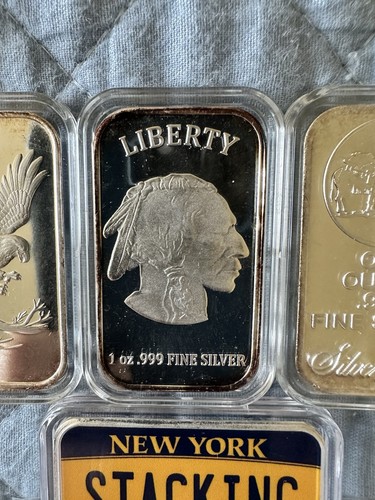 10oz Silver Mixed Lot - Six 1oz Rounds - Four 4oz Bars In Capsules - Picture 11 of 23