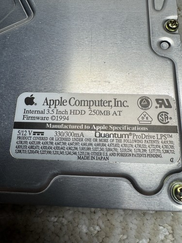 Apple Computer, Inc. disco duro interno de 3,5 pulgadas 250 MB firmware 1994 - Imagen 6 de 7