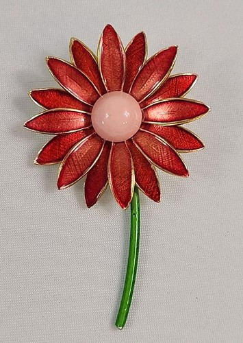 Vintage Made in Germany rot & rosa Gänseblümchen Blume Brosche Anstecknadel