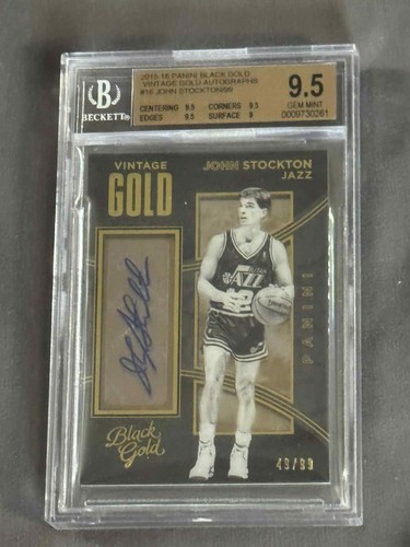 2015-16 Panini Black GOLD Autographs JOHN STOCKTON /99 Auto 10 BGS 9.5 GEM MT $ - Bild 1 von 3