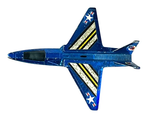 Vintage 1970 Hot Wheels Sky Scraper Jet Plane Blue Flying Colors Mattel