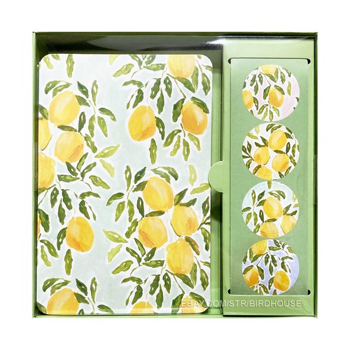 Juego de 12 tarjetas de notas acuarela limón caja en blanco con sobres pegatinas - Imagen 2 de 11