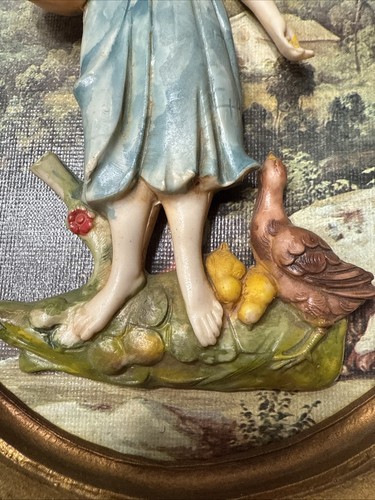 Pair of Vintage 1950s Empire 3D Italian Figural Wall Art Plaques Set Italy Read - Picture 8 of 15