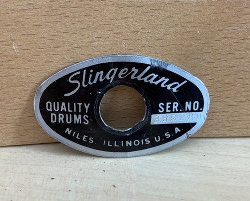 Slingerland 70er Vintage schwarz silber Niles ovales Abzeichen Snare Tom Bassdrum Ser 336280