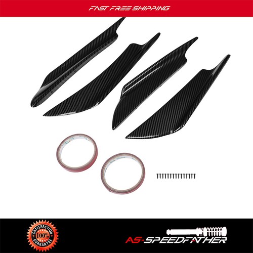 4pc Universal Carbon Fiber Print Front Bumper Fin Canards Splitter Fins Spoiler - Picture 13 of 13