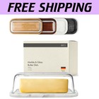 Modern Glass Butter Dish with White Marble Base - Perfect for Kitchen Storage
