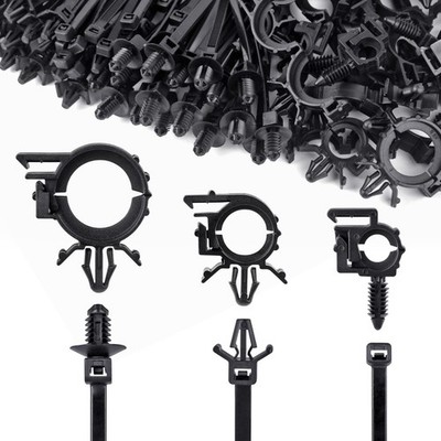 180pcs Nylon Cable Ties with Push Mount Clips for GM Ford Trucks & Cars - Self L