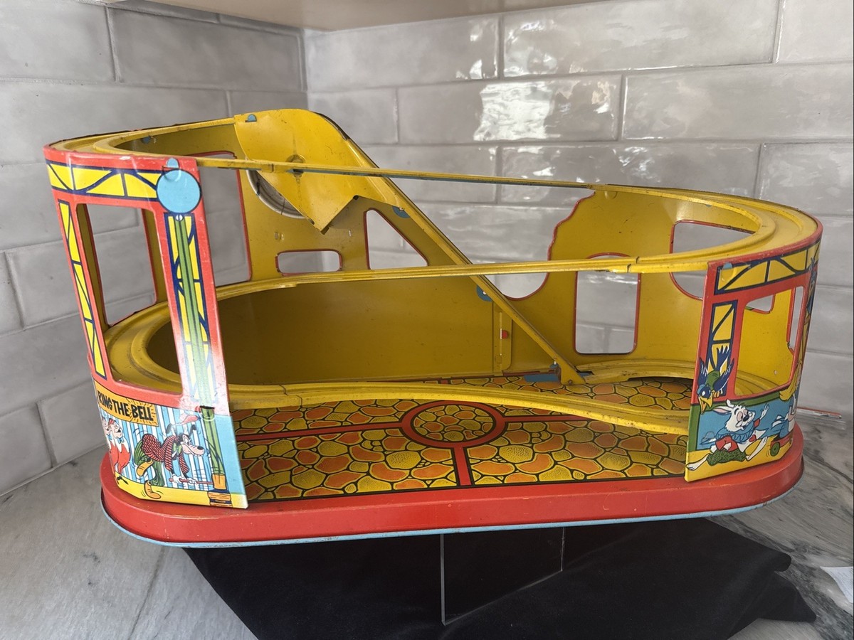 Vintage 1950's J. Chein Tin Mechanical Windup Roller Coaster Toy