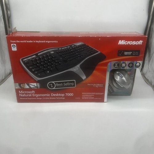 Microsoft Natural Ergonomic Keyboard 7000 w/Mouse & USB Dongle Wireless 2.4 GHz - 第 1/8 張圖片