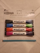 Board Dudes Magnetic Med Tip Dry Erase Markers 4/Pkg-Assorted With Eraser *NEW*