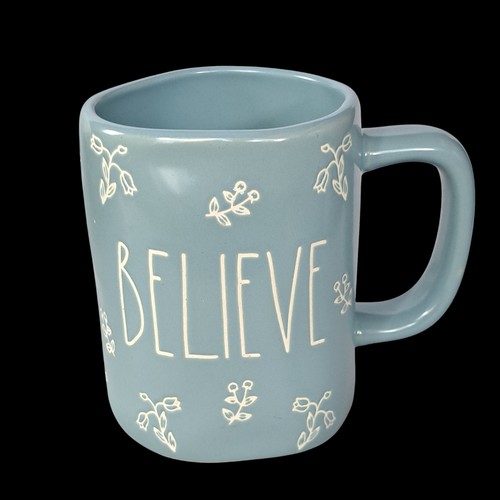 RAE DUNN BELIEVE Blau Becher Blumen Blumendesign Vollständig verpackt 18 Unzen - Bild 8 von 14