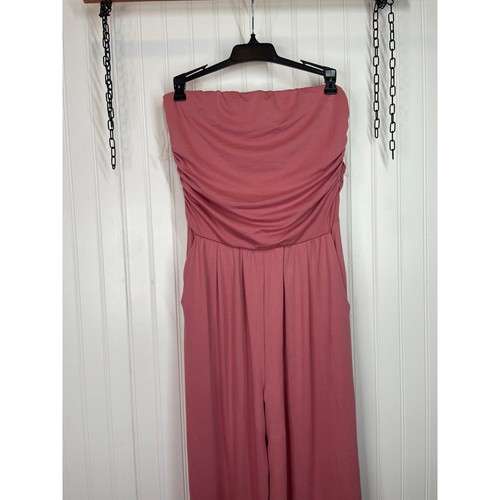 NWT Poof! Mauve Strapless Ruched Wide Leg Jumpsuit Tube Party Cocktail Size M - Picture 3 of 7