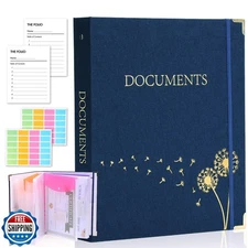 XKDOUS Document Organizer Linen Folio Folders with 9 Pockets, 3-R