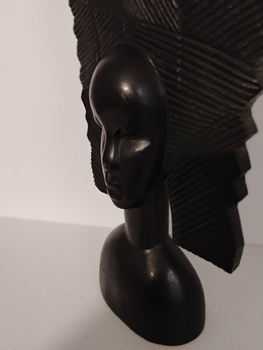 Vintage afrikanische Tanganjika handgeschnitzt Ebenholz Holz Frau Stamm Göttin Büste 16" - Bild 5 von 16