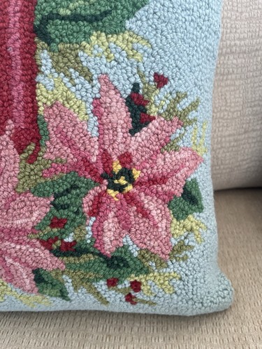 Christmas Candle Needlework Embroidery Pillow Pink Red Rectangle Vtg 90s 00s Y2K - Picture 4 of 6