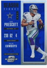 DAK PRESCOTT 2017 CONTENDERS OPTIC SEASON TICKET BLUE PRIZM #69 SP #47/99 MINT