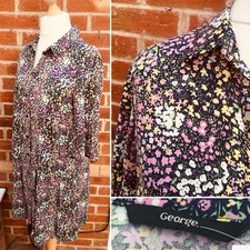 BNWT George Black Pink Yellow Floral Dress Size 12 Wedding Spring Holiday S1