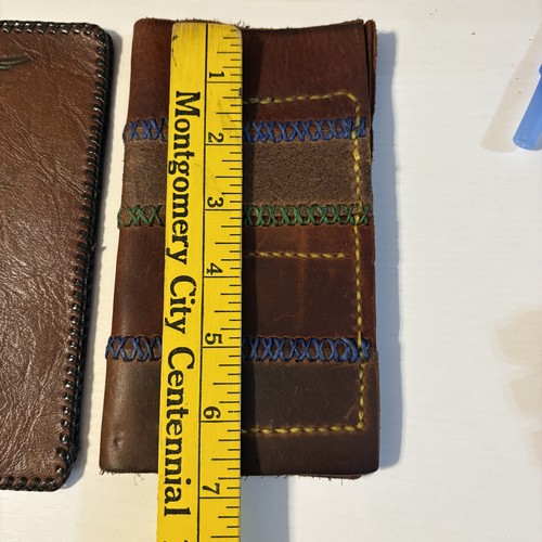 Set portafoglio vintage Osborne Co in pelle con copertina per libretto degli assegni vera pelle di manzo made in USA - Foto 12 di 14