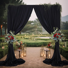 Wrinkle-Free Black Backdrop Curtain 30x10ft for Parties  Photography