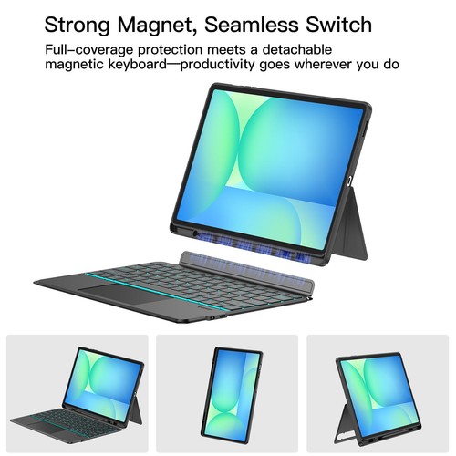 Trackpad Keyboard Case for Samsung Galaxy Tab S10 FE Plus 13.1" 2025, Kicksta... - Foto 5 di 9