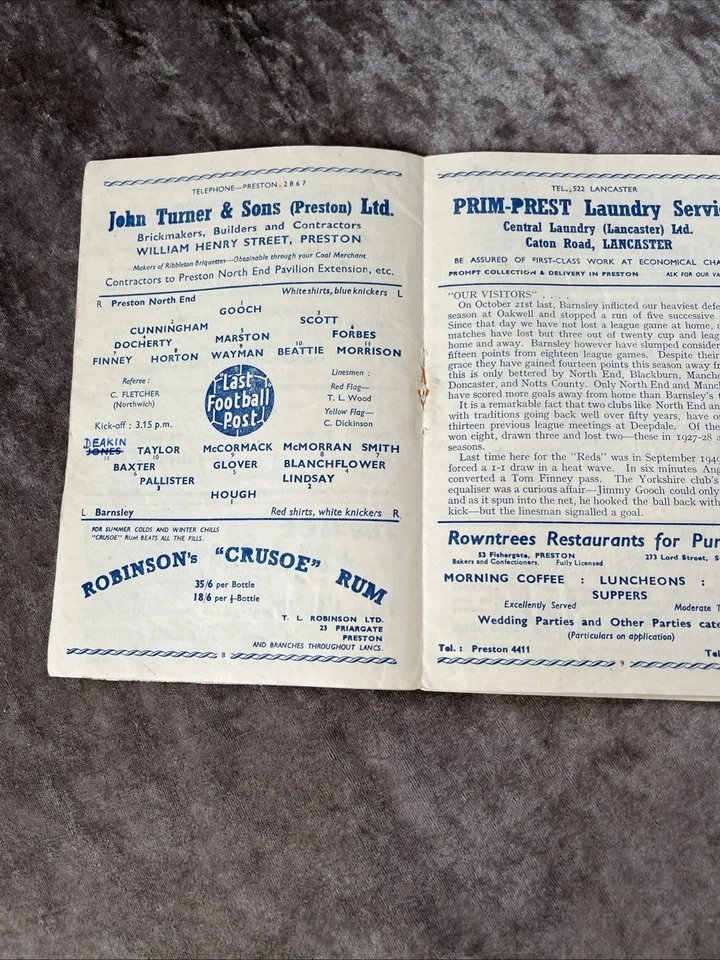 Preston North End Vs Barnsley 1950/51 - Image 2 of 2