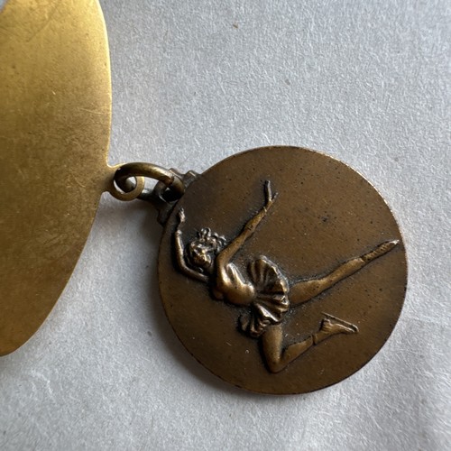 Antica medaglia bronzo pattinaggio su ghiaccio marcata Italia - Foto 4 di 10