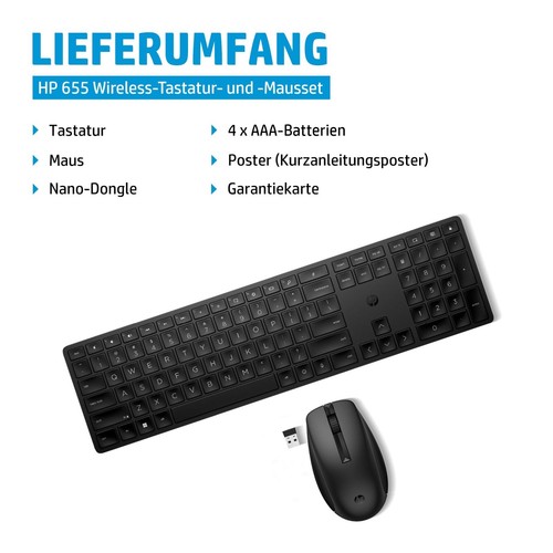 HP 655 - Tastatur-und-Maus-Set - kabellos - 2.4 GHz - Bild 8 von 9