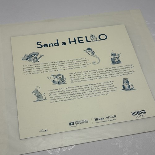 US Disney Send a Hello Sheet of 20 MNH In Commemorative Envelope - Picture 2 of 4
